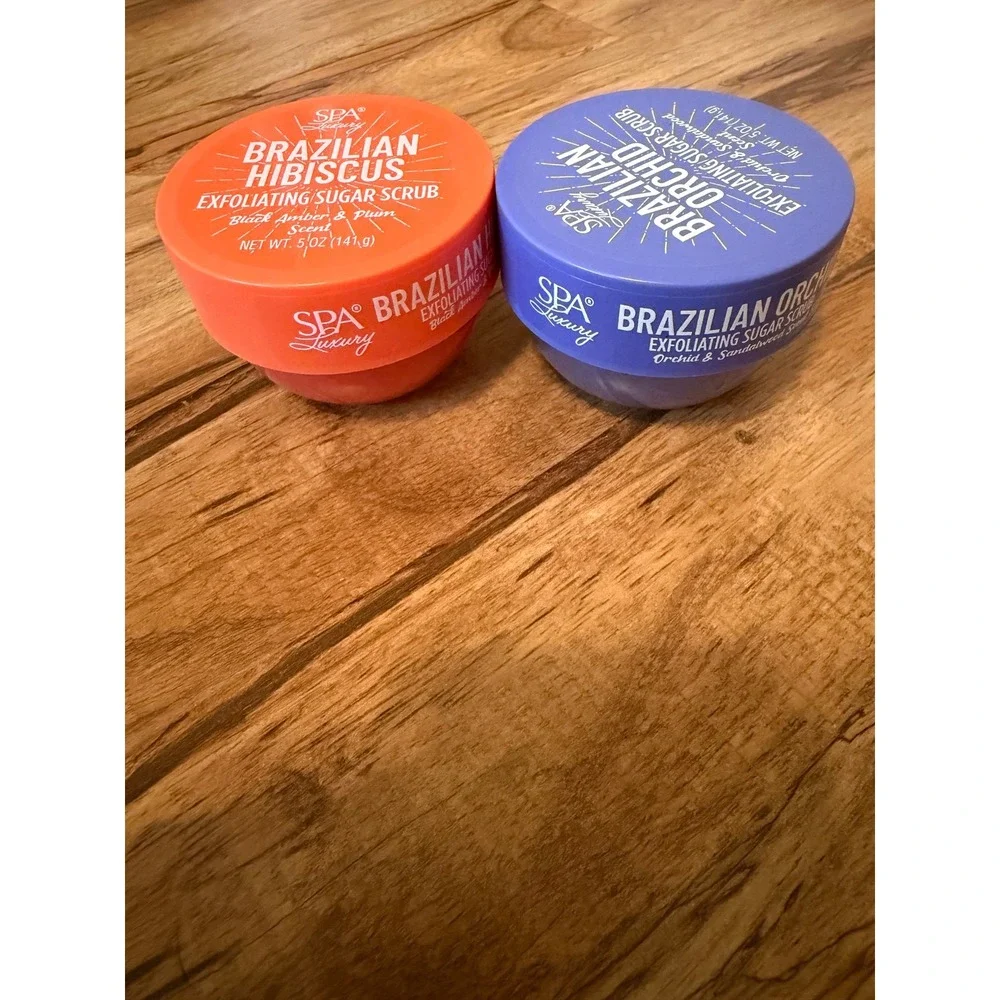 Spa Luxury 1 Brazilian Hibiscus & 1 Orchid Exfoliating Sugar Scrub Set 5oz Each